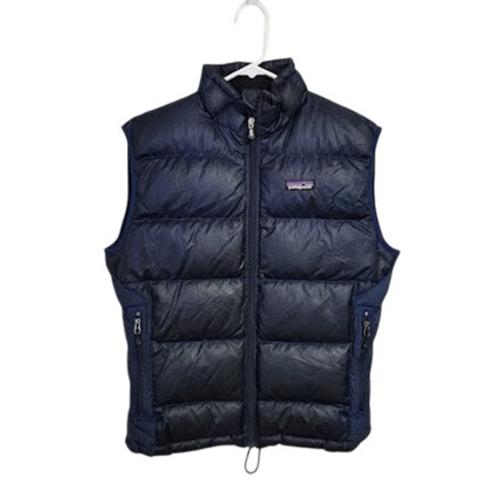 Patagonia Vintage Down Puffer Vest Full Zip Navy Blue Jacket Quilted Small S